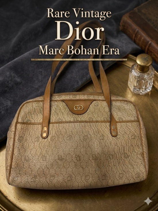 Dior Handbags - 🌟RARE🌟VTG Christian Dior Honeycomb Shoulder BagTan Canvas Leather Marc Bohan Era